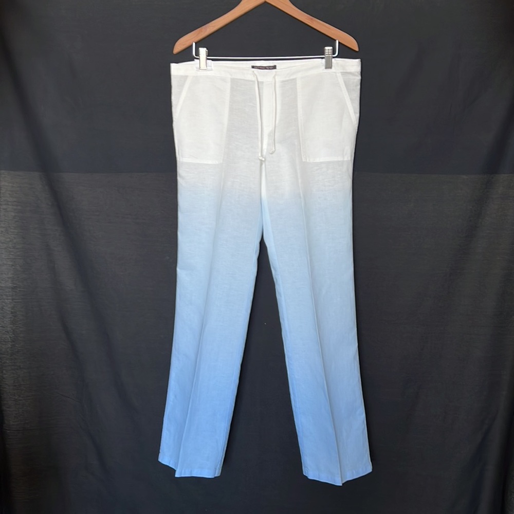 VICTORIA’S SECRET The Beach Linen & Cotton Pant, Size 4 R, Blue Paisley NWOT